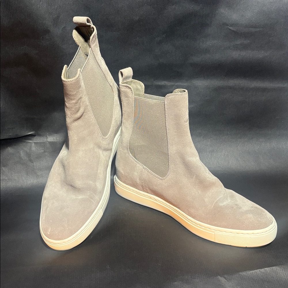 Vince The Newlyn Chelsea High Top Leather Bootie Sneaker Gray Slip On Size 8.5